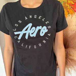 preowned, girls' Aeropostale black short sleeve tshirt, size L